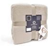 Daunex - Prime Plaid Coperta in Microfibra per Letto Matrimoniale. Disponibile in 16 Colori - 1647036 - ECRU'