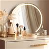 YU YUSING Specchio Trucco con Luci Rotondo Hollywood, 60X58cm Specchio Led Trucco USB, 3 Temperature di Colore, Specchio da Tavolo 10X, Specchio Cosmetico Parete, Bianco