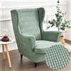 WJHDWYD 2-Pezzi Copripoltrona con Orecchie Elasticizzato, Tinta unita jacquard Addensare Strandmon Copridivano da 1 Posto con Fodera per Cuscino, Lavabile, per Soggiorno Camera(Verde Matcha)