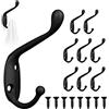 GOTRUST 8 ganci appendiabiti neri, stile retro, doppio gancio decorativo, 16 viti per bagno, cucina, ufficio, centro commerciale