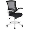 Flash Furniture Kelista Sedia da ufficio, ergonomica, schienale medio, struttura bianca, rete nera con girella