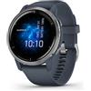 Garmin Venu 2 - Lunetta acciaio Silver, cassa e cinturino in silicone Granite Blue