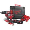 Milwaukee M18 BLPP2A502X 18V LiIon accu Klopboorschroefmachine M18 BLPD2 Slagschroevendraaier M18 BLID2 combiset 2x 5.0Ah accu in HD box Koolborstel