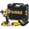DEWALT DCF887D2-QW Trapano Avvitatore a Impulsi Attacco 1/4" a Batteria, 3 velocità, 2.0 Ah, Motore Brushless, 18V