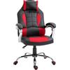 HOMCOM Sedia da Gaming Ergonomica, Sedia da Gioco e Ufficio Reclinabile con Supporto Lombare e Poggiatesta, Poltrona Gaming in Pelle PU, Rosso e Nero