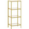 HOMCOM Mobiletto Scaffale a 4 Livelli Minimal in Metallo e Vetro Temperato, 40x30x96.5 cm, color Oro | Aosom Italy