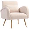 HOMCOM Poltrona per Salotto Moderna in Tessuto Teddy con Cuscino Lombare Sfoderabile, 77x77x83 cm, Beige | Aosom Italy