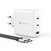 NOVOO Caricabatterie USB-C GaN III 120W Rapido, caricatore universale PPS 3 porte compatto con 1 cavi PD 100W Type-C, per MacBook Pro 14'', Dell XPS 13, iPad Pro, iPhone 15, Galaxy S23, Note20, Apple