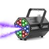 Glowingstage Macchina del fumo, 18 LED RGB con telecomando, LED luminosi, gradiente di colore, salto, impulso, strobo, per feste, Natale, Halloween, DJ, palchi e spazi aperti