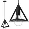 Bakaji Lampadario Lampada a Sospensione da Soffitto Piramide 18cm in Metallo Design Moderno Portalampada E27 Lampadina Max 40W Illuminazione Arredamento Casa con Kit Montaggio Incluso (Nero)