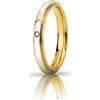Unoaerre Fede Nuziale UNOAERRE Cassiopea Slim con diamante 3mm Oro giallo bianco Brillanti Promesse