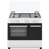 Ducati Cucina a Gas 4 Fuochi Forno Elettrico con Grill Larghezza x Profondità 90x60 cm con Coperchio colore Bianco - SD490WE