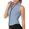 SEAUR Canotta Palestra Donna Senza Maniche Top da Sportiva Corsa Gilet con Cerniera Maglia Slim Fit Sportwear per Yoga Fitness Blu S