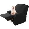 Lydevo Copripoltrona Relax Reclinabile Universale, 1 Posto Reclinabile con Tasche, Elasticizzato Lavabile Rimovibile, Fodere per Poltrona Relax, Nero