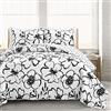 Lush Decor Set copripiumino scandinavo floreale, 3 pezzi, per letto matrimoniale, colore: bianco e nero