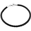 Nenalina 803022 - Bracciale da donna in ecopelle nera, con chiusura a moschettone in argento Sterling 925, lunghezza 19 cm - 21 cm, colore: Nero e Argento, cod. 803022-019