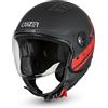 Cruizer Casco Jet Moto Scooter Omologato ARIES Visiera Singola Nero Opaco Stella Rossa (M)