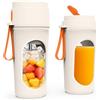 Mexgcom 450 ML Leggero Frullatore Portatile, Con 12 Lame Lame Mini Frullatore Portatile Elettrico, Una Tazza di Doppi Coperchi, Batteria al Litio Ricaricabile Type-C 1500 MAh (Arancia)