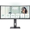 Aoc monitor curvo 34 led va wqhd 21:9 4ms 300 cdm, reg altezza, usb-c, dp/hdmi, multimediale