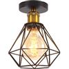 TOKIUS Plafoniera vintage E27 Lampadario Soffitto Industriale Metallo Gabbia ferro Nero per Corridoio Portico Camera da Letto
