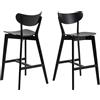 AC Design Furniture Roxanne Set di 2 sgabelli da bar con seduta in impiallacciatura di rovere nero e gambe in legno nero, seggiolone in stile moderno, mobili da bar, mobili da cucina, larghezza 45 x