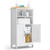 VEVOR Mobiletto da Bagno Autoportante a 4 Ripiani con 2 Ante Ripiano Regolabile, Credenza da Pavimento per Cucina Soggiorno Ingresso, Armadietto da Cucina, Bianco