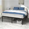 VOUNOT® Struttura Letto Matrimoniale 140x190 cm, Telaio Letto Resistente con Spazio di Archiviazione Sottostante, Letto in Metallo con Rete Facile Montare, Silenziosa e Antiscivolo Altezza 36 cm, Nero