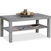 Relaxdays Tavolino da Divano Effetto Cemento, con Ripiano, Tavolo Basso, per Salotto, HxLxP 45 x 90 x 55 cm, Grigio