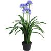 Leaf Agapanthus artificiale di alta qualità, 90 cm, con vaso, blu, seta