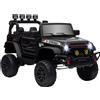 AIYAPLAY Auto elettrica per bambini UTV con telecomando 2,4G, 2 motori da 12V, musica, clacson, luci LED, 100x63x65cm, nero | Aosom Italy