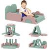 AIYAPLAY Set di 12 blocchi di schiuma per arrampicare, costruire, strisciare, tappetini da gioco interni con rivestimento in velluto, verde + rosa | Aosom Italy