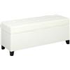 HOMCOM Banco da Archiviazione con 2 Cerniere di Sicurezza Coperchio Ribaltabile per Camera da Letto Soggiorno 120x40x48 cm Crema | Aosom Italy