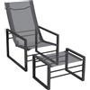 Outsunny Set poltrona relax da giardino con poggiapiedi, chaise longue, struttura in metallo e tessuto a maglia traspirante - grigio