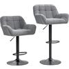 HOMCOM Sgabello da Bar 2er-Set Design Retrò regolabile in altezza Velluto Grigio + Nero | Aosom Italy