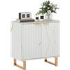 HOMCOM Buffet da salotto mobile da archiviazione dallo stile moderno con armadio a 2 porte scanalate, mensola regolabile, piedi in metallo, bianco | Aosom Italy