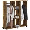 HOMCOM Armadio penderie mobiletto di archiviazione mobile 6 ruote 120 x 40 x 128 cm in legno marrone | Aosom Italy