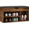 HOMCOM Mobile Scarpiera Banc a Scarpe 2 Niveaux Rangement, Nicchia + Baule Integrato con Cuscino Effetto Mogano | Aosom Italy
