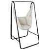 Outsunny Sedia a dondolo da giardino con supporto, sedia sospesa con cuscino, bracciolo, ganci, crema bianco