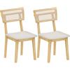 HOMCOM Set di 2 sedie da sala da pranzo con schienale effetto rattan, telaio in legno, Legno naturale | Aosom Italy