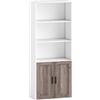 HOMCOM Libreria con Mensole Aperte e Armadio con Ante, 60x30x149,5 cm, Bianco e Marrone | Aosom Italy