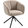 HOMCOM Poltrona Imbottita con Comoda Seduta, Girevole, Rivestimento Morbido, Fino a 120 kg, Marrone Chiaro | Aosom Italy
