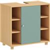 HOMCOM Mobile sottolavabo con 6 scaffali aperti e porta a chiusura ammortizzata, 60 x 33 x 57 cm, Verde | Aosom Italy