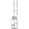 PawHut Albero Tiragraffi a Soffitto con Altezza Regolabile 225-255 cm con Casetta e Amaca, Grigio Chiaro | Aosom Italy
