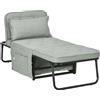 HOMCOM Poltrona chauffeuse convertibile 4 in 1 con schienale reclinabile su 5 posizioni cuscino 180 x 64 x 40 cm grigio chiaro