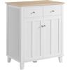 HOMCOM Buffet da Cucina Madia Mobile da Archiviazione per Camera, Salotto Ufficio con 2 Porte 2 cassetti - 76 x 48 x 91 cm - Bianco e Effetto Legno