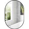 HOMCOM Specchio ovale da parete cornice in alluminio stile minimalista montaggio verticale o orizzontale con 3 ganci 60 x 90 cm nero