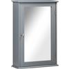 kleankin Armadio murale per il bagno con specchio - armadietto da toilette - 1 porta, 2 ripiani - Vetro e Legno grigio