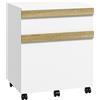Vinsetto Mobile Caisson da ufficio a rotelle con 2 cassetti scorrevoli organizzatore per documenti 48 x 40 x 59,5 cm bianco