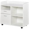 Vinsetto Supporto per stampante - Caisson d'organizzazione per Ufficio Ruotante - Dim. 80l x 40P x 72H cm in Legno Bianco