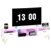 HOMCOM Mobile TV con LED RGB a 16 colori mobile televisivo per schermi da 42 a 120 pollici, 160x35x42cm, bianco | Aosom Italy